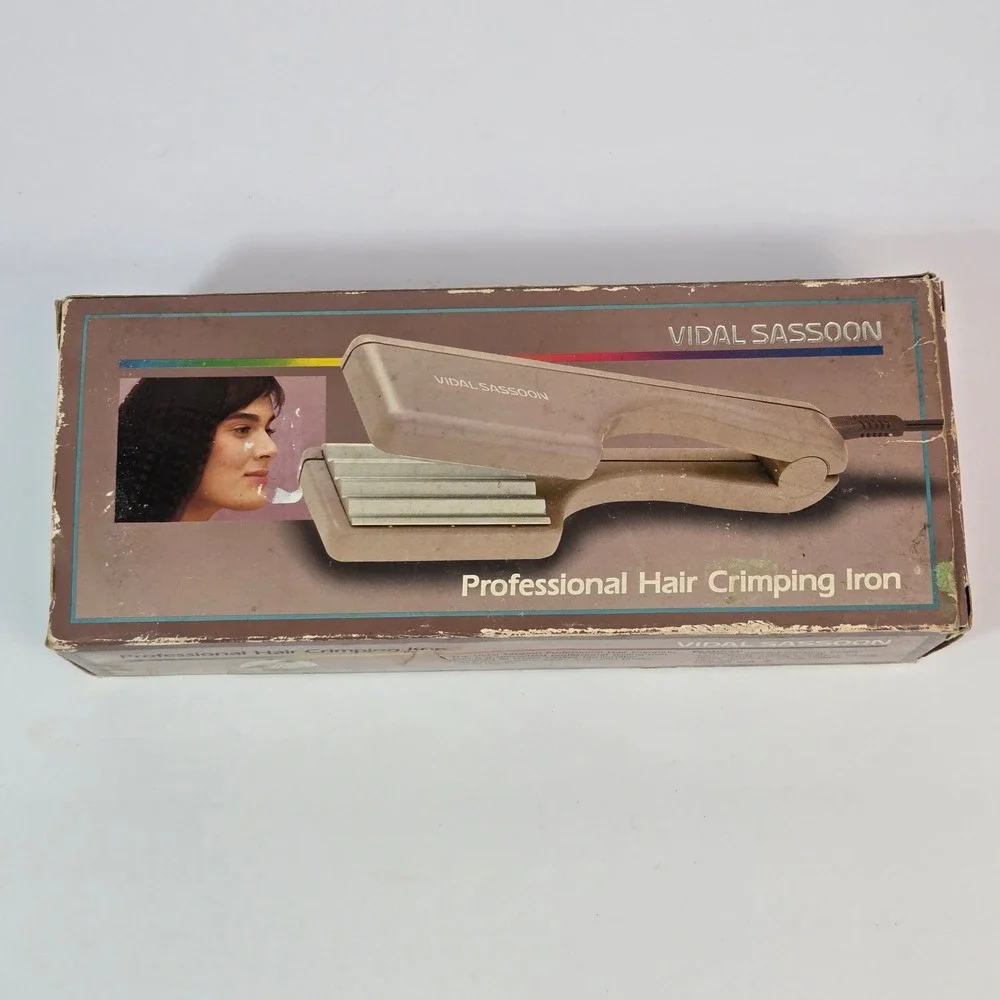Vidal Sassoon Professional Hair Crimping Iron VS-142 Vintage 80s Taupe with Box